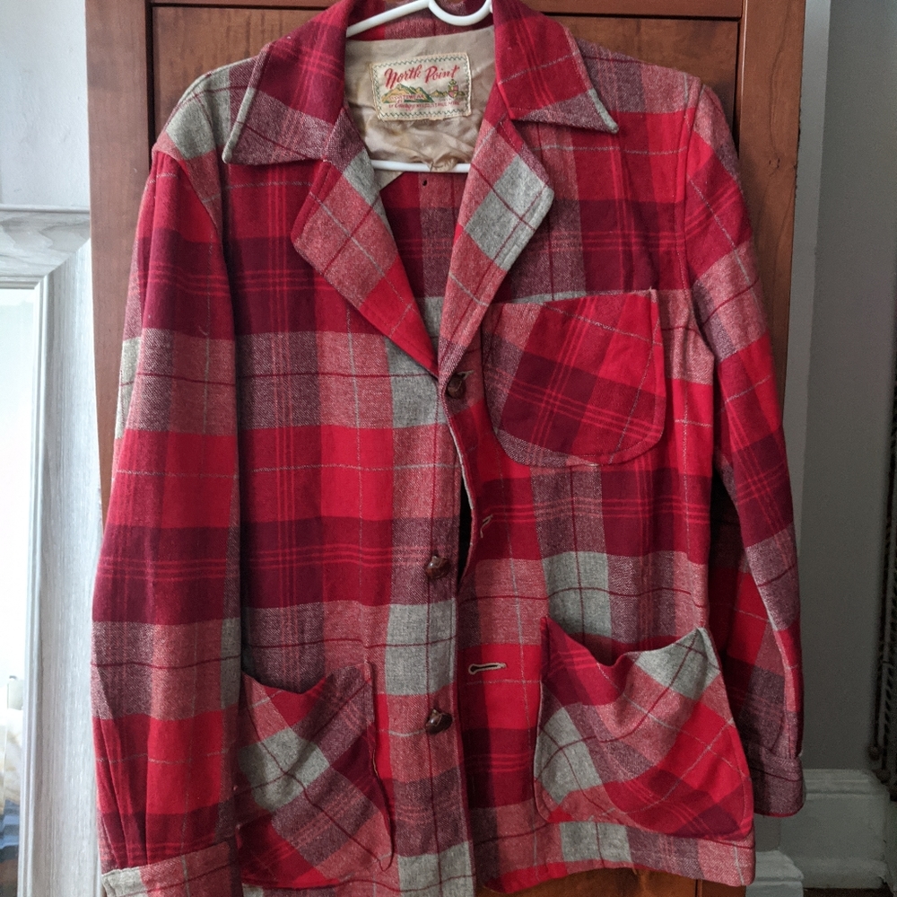 Vintage red wool flannel jacket